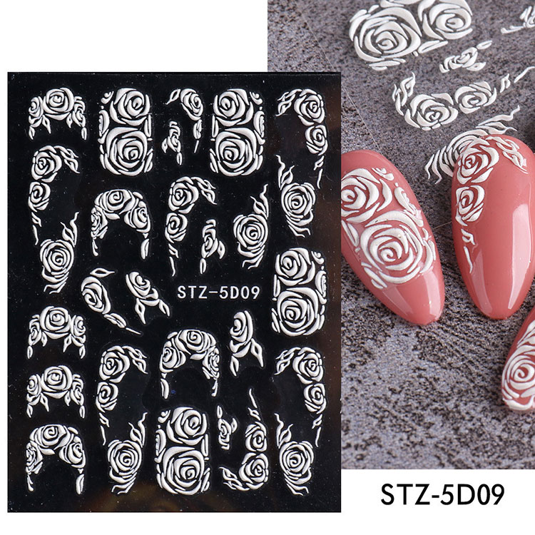 5d White Nail Art Sticker
