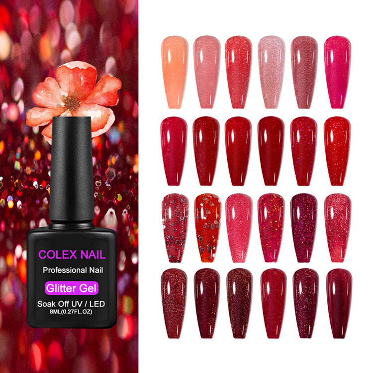 8ml Red Glitter Gel Polish Regalo