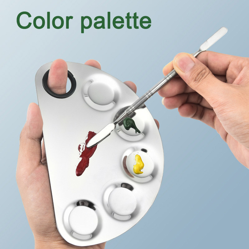 Pinakamahusay na Presyo Stainless Steel Metal Nail-art Cosmetic Artist Mixing Palette