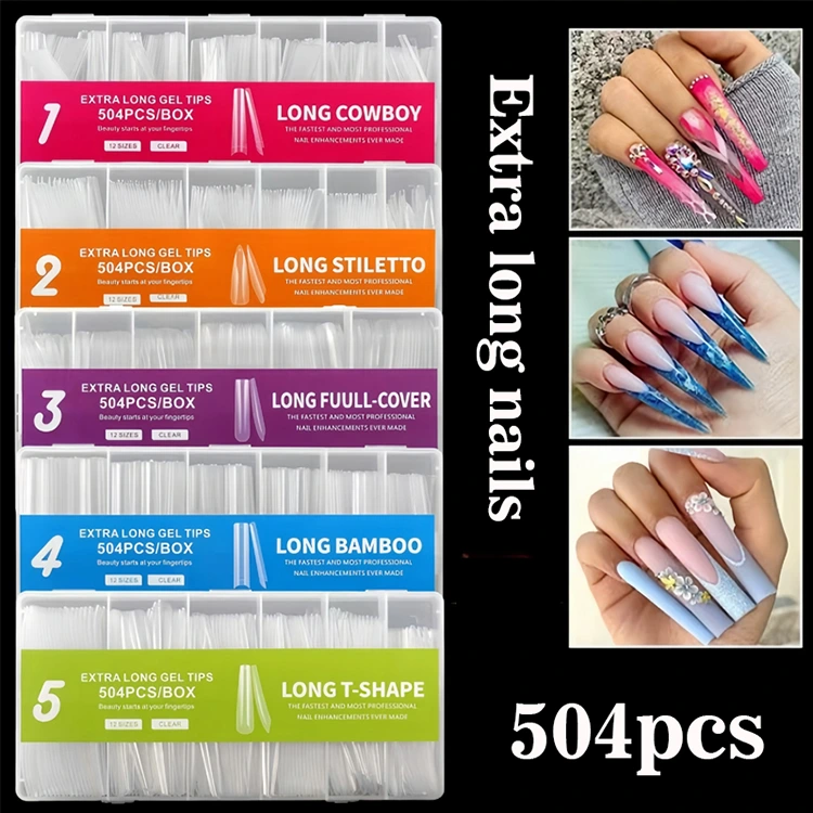 Dagdag na Long Gel Tip - 504pcs