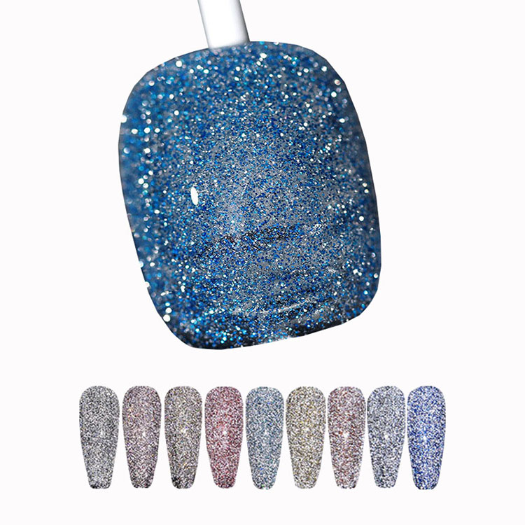 Ang kulay ng kumikinang ay nagbago ng disco gel polish