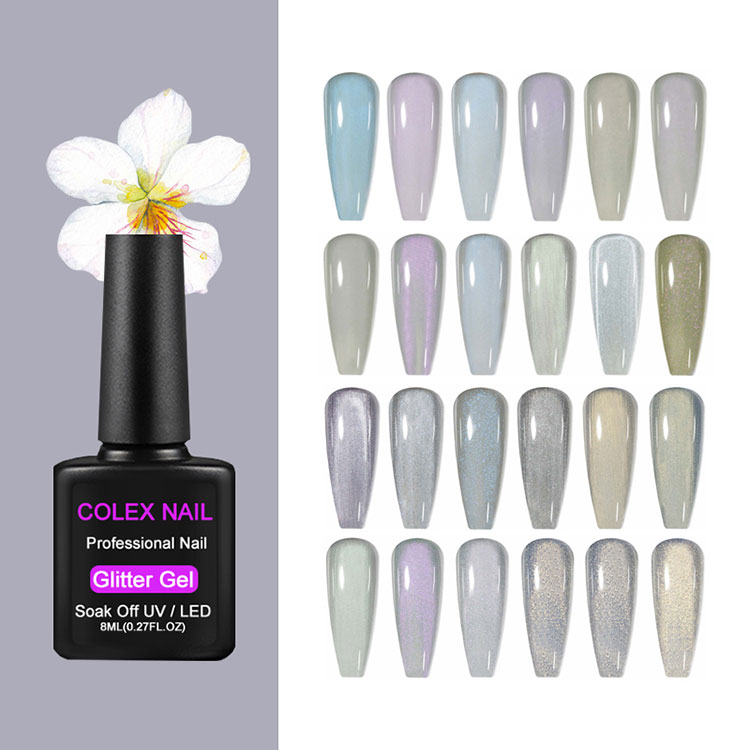 Makintab na kumikinang na gel polish