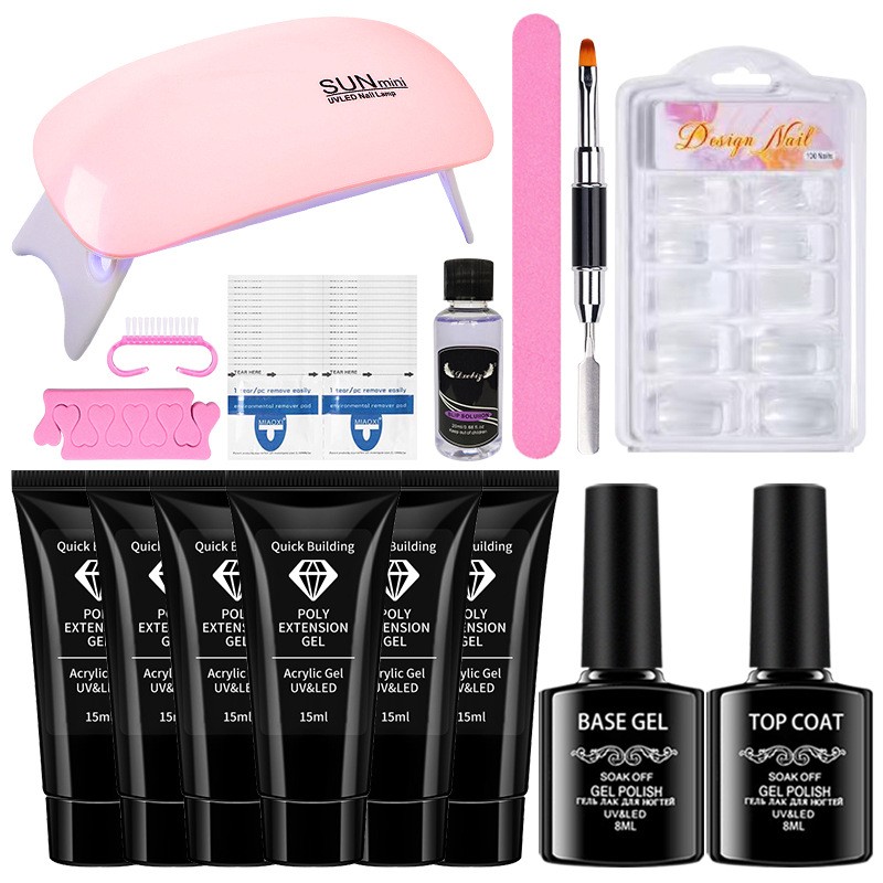Poly Extension Gel Nail Kit na may Mini Nail Lamp