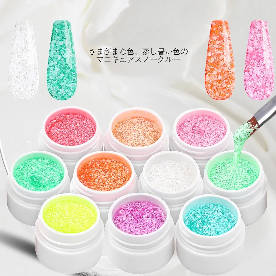 Ang mga snowflakes sequins glitter snow kuko gels