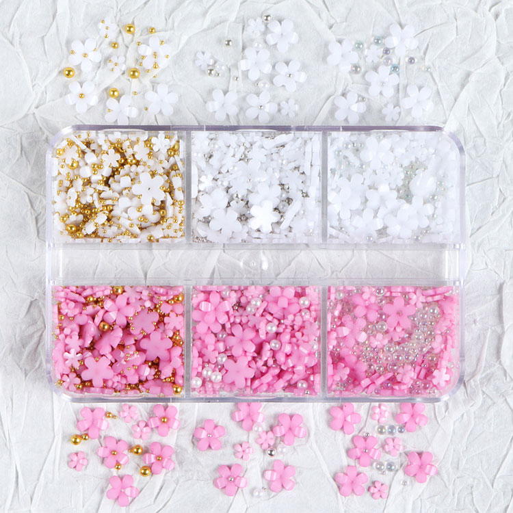 Spring Nail Art Supplies Cherry Blossom with Pearls Manicure DIY Nail Dekorasyon