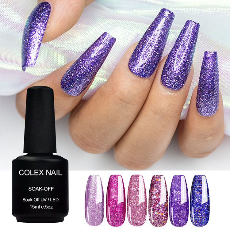Ang hindi tinatagusan ng tubig na pangmatagalang glitter gel polish